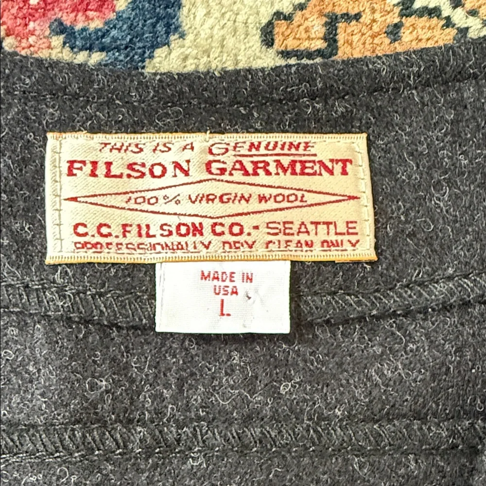Filson Charcoal Wool Button-Front Vest - Picture 2 of 4